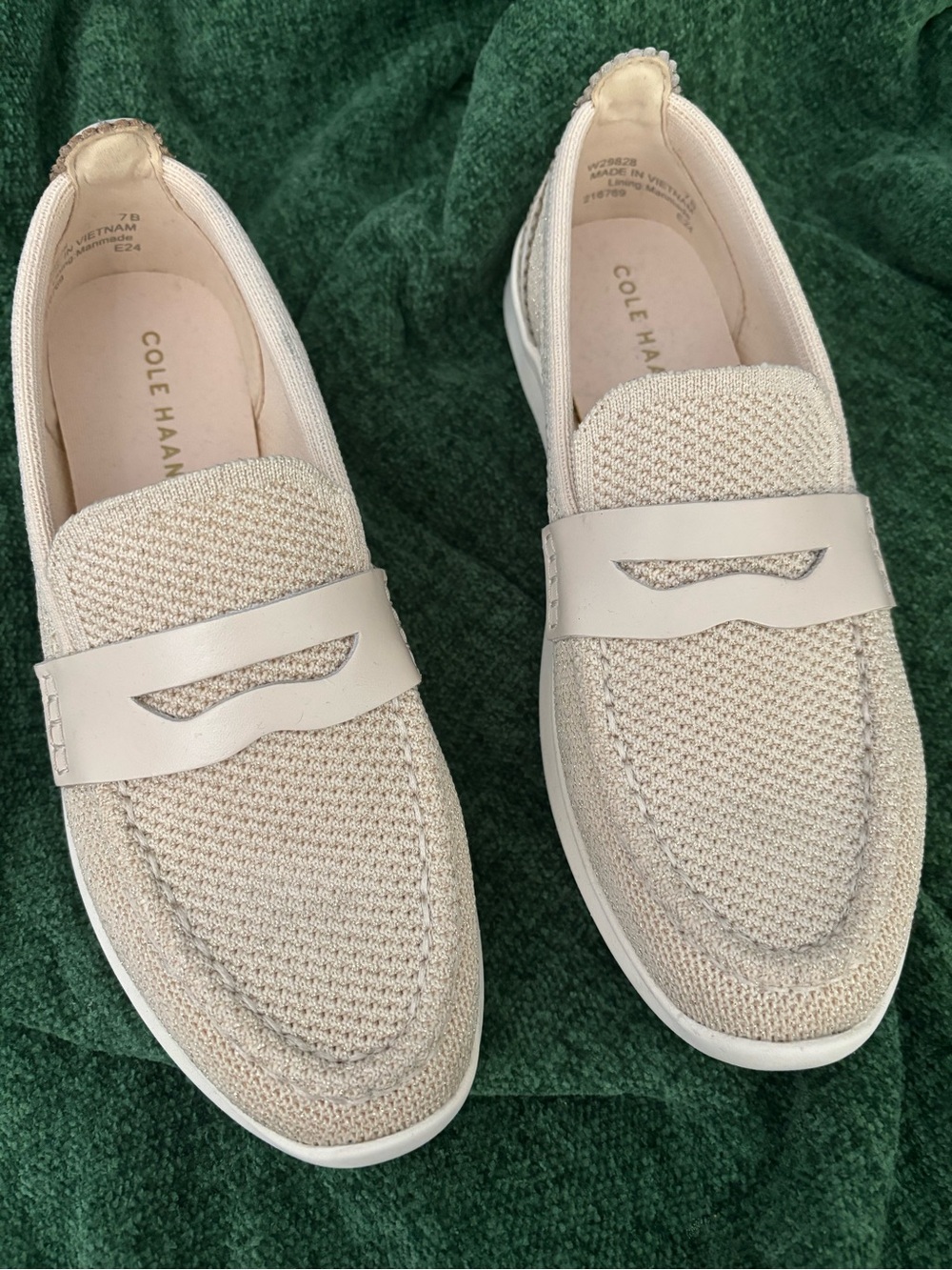 Cole Haan Women’s Knit Penny Loafers in Light Cream